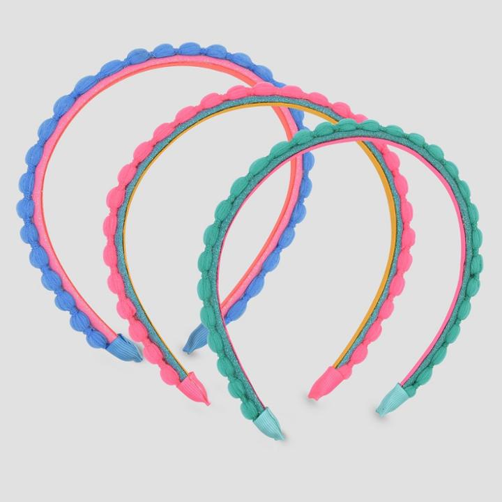 Girls' 3pk Flocked Pom Headband - Cat & Jack,