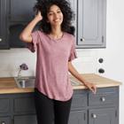 Women's Ruffle Short Sleeve Round Neck T-shirt - Knox Rose Purple