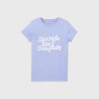 Girls' Short Sleeve 'sparkle Like A Snowflake' Graphic T-shirt - Cat & Jack Periwinkle Purple
