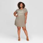 Junk Food Women's Plus Size Short Sleeve Good Times Roll Graphic T-shirt Dress - Green 1x,
