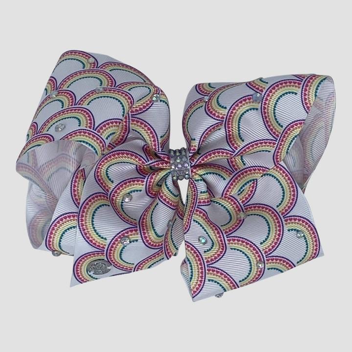 Girls' Jojo Siwa Rainbow Print Bow Hair Clip - White