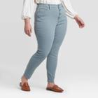 Women's Plus Size High-rise Raw Hem Skinny Jeans - Universal Thread Green 24w, Women's, Blue