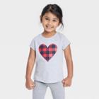 Toddler Girls' Buffalo Heart Check Short Sleeve Shirt - Cat & Jack Gray