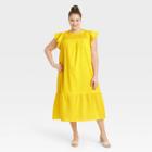 Women's Plus Size Flutter Short Sleeve Shift Dress - Who What Wear Yellow