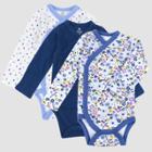 Honest Baby 3pk Prairie Pretty Side Snap Bodysuit - Navy Blue