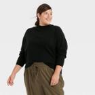 Women's Plus Size Crewneck Light Weight Pullover Sweater - A New Day Black