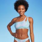 Juniors' One Shoulder Bikini Top - Xhilaration Multi Tie-dye D/dd Cup, Blue/pink/white