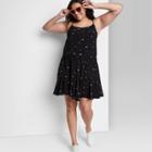 Women's Plus Size Sleeveless Trapeze Swing Dress - Wild Fable Black Butterfly Print