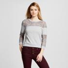 Women's Crochet Lace French Terry Sweatshirt - Poetic Justice Heather Gray