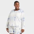 Women's Plus Size Tie-dye French Terry Sweatshirt - Universal Thread Blue/white