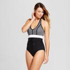 Women's Blocked Pique Halter One Piece - Merona Black Pique