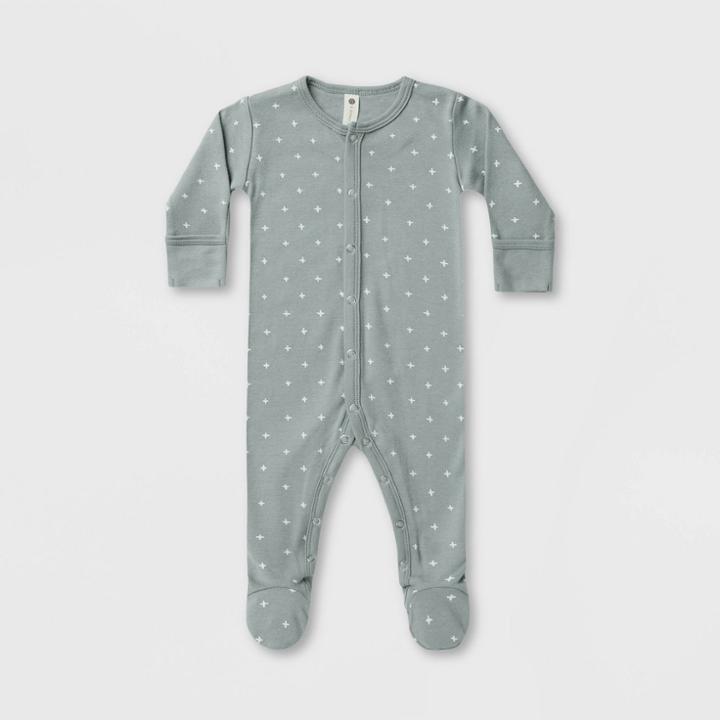 Q By Quincy Mae Baby Brushed Jersey Long Sleeve Footed Pajama - White