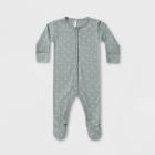 Q By Quincy Mae Baby Brushed Jersey Long Sleeve Footed Pajama - White