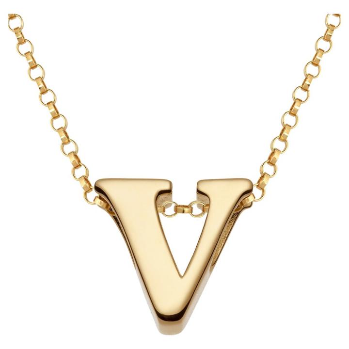 Target Women's Sterling Silver 'v' Initial Charm Pendant - Gold, V