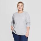 Women's Plus Size Embellished Long Sleeve Pullover - Ava & Viv Light Heather Gray