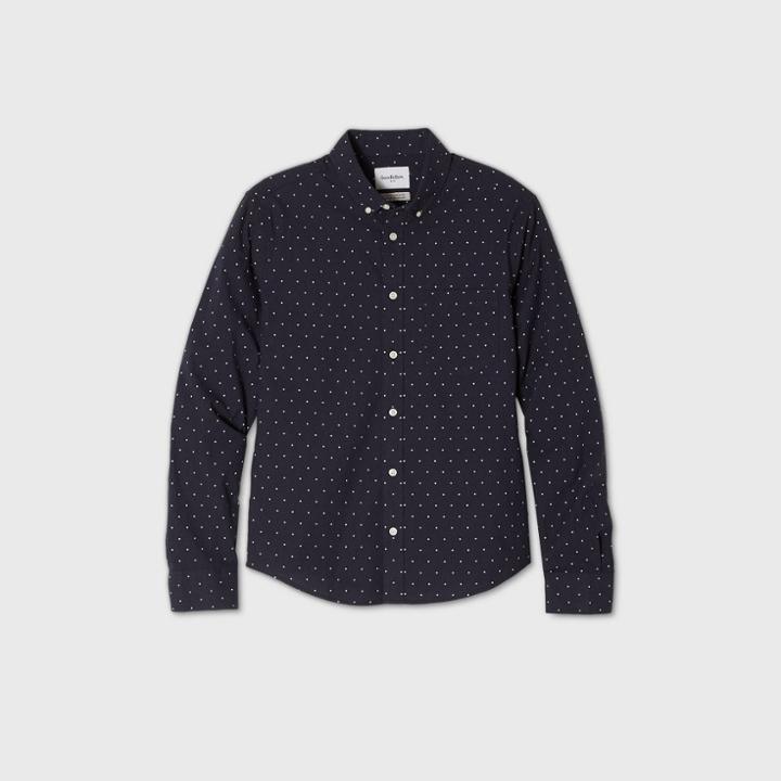 Men's Untucked Slim Fit Button-down Shirt - Goodfellow & Co Dark Blue