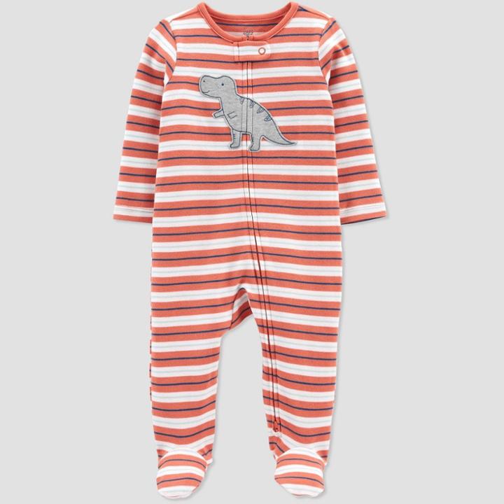 Baby Boys' Dino Striped Sleep N' Play - Just One You Made By Carter's Orange Newborn