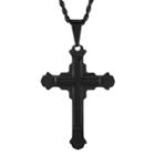 West Coast Jewelry Men's Stainless Steel Layered Cross Pendant Necklace - Black (24) -