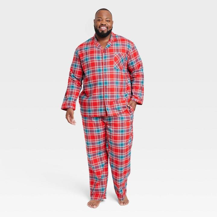 Men's Big & Tall Plaid Pajama Set - Goodfellow & Co Red