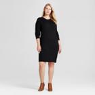 Women's Plus Size Ribbed Sweater Dress - Ava & Viv Black