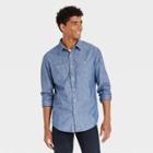 Men's Standard Fit Stretch Long Sleeve Button-down Shirt - Goodfellow & Co Deep Blue
