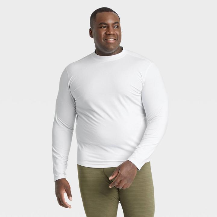 Men's Big & Tall Fitted Long Sleeve Cold Mock Neck T-shirt - All In Motion White