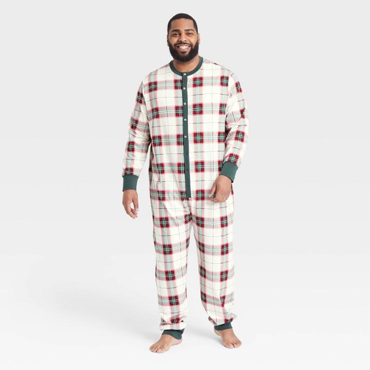Hearth & Hand With Magnolia Men's Big & Tall Holiday Plaid Union Suit Red/green - Hearth & Hand With