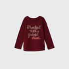 Toddler Girls' 'thankful' Long Sleeve T-shirt - Cat & Jack Burgundy