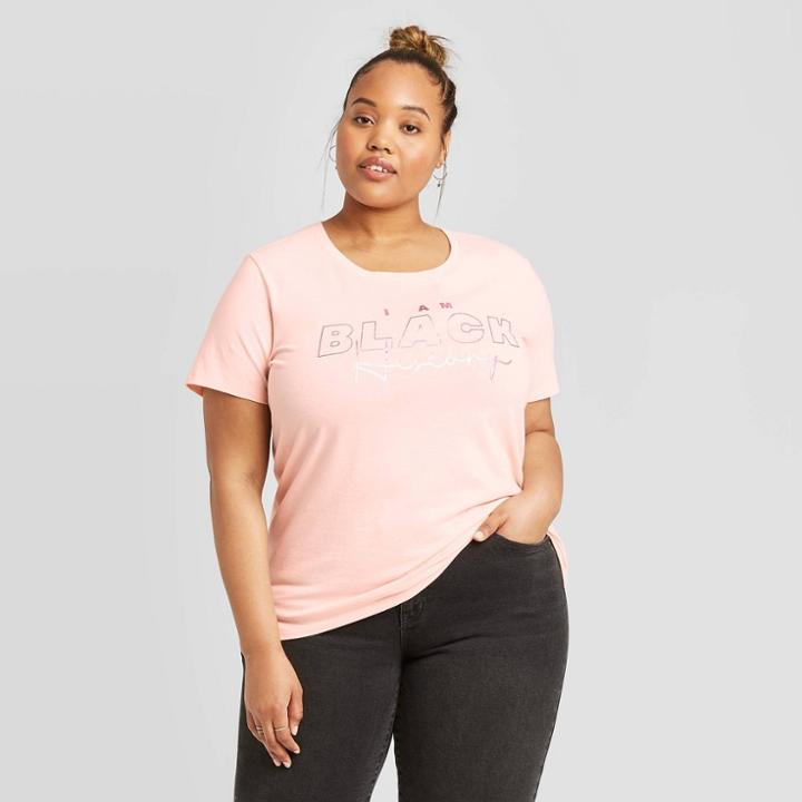 Well Worn Women's Plus I Am Black History Short Sleeve T-shirt - Pink 3x, Women's,