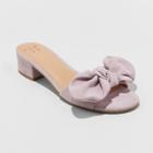 Women's Hyleta Knotted Bow Heeled Mules - A New Day Lavender