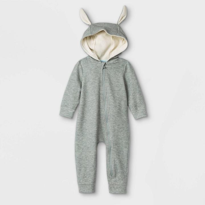 Baby Boys' Bunny Hooded Romper - Cat & Jack Heather Gray Newborn