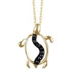 Target Women's Sterling Silver Accent Round-cut Black Diamond Prong Set Turtle Pendant - Yellow