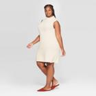 Women's Plus Size Sleeveless Cowl Sweater Dress - A New Day Cream 4x, Size:
