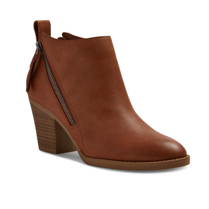 Dv Brand Women's Dv Jameson Wide Width Double Side Zip Booties - Cognac (red) 6w,