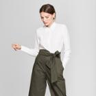 Women's Long Sleeve Collared Button-down Blouse - Prologue White