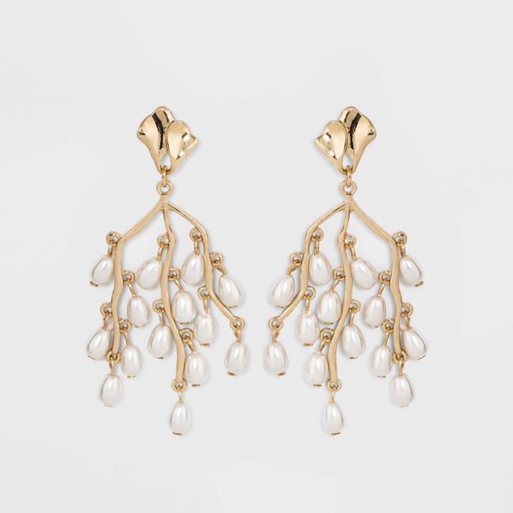Pearl Chandelier Earrings - A New Day Gold/white, Women's