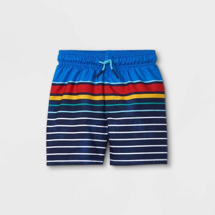 Toddler Boys' Striped Swim Trunks - Cat & Jack Blue/yellow/red
