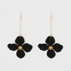 Vertical Metal Bar With Large Flower Drop Earrings - A New Day Black