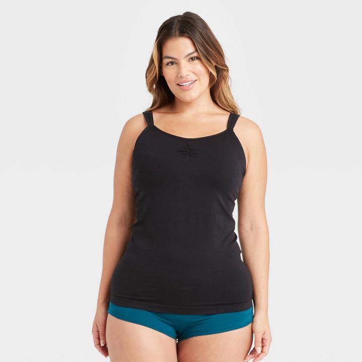 Women's Plus Size All-in-one Nursing And Pumping Cami - Auden Black