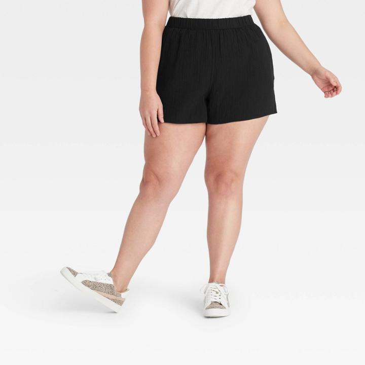 Women's Plus Size High-rise Pull-on Shorts - Universal Thread Black