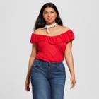 Women's Plus Size Sleeveless Knit Top - A New Day Red X