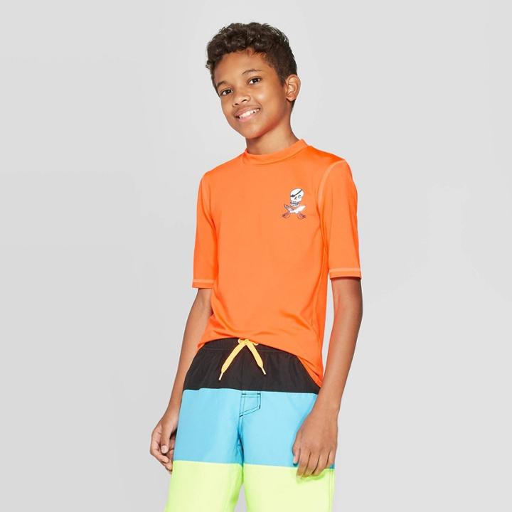 Petiteboys' Short Sleeve Rash Guard - Cat & Jack Orange S, Boy's,