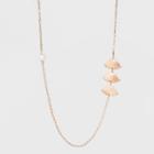 Two Faux Pearls And Six Triangle Charms Long Necklace - A New Day Rose Gold