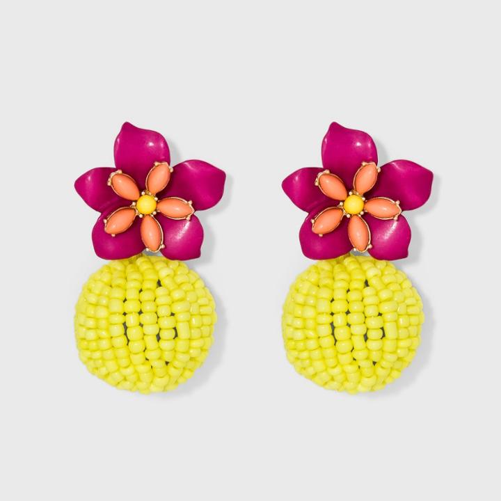 Sugarfix By Baublebar Beaded Floral Drop Earrings - Yellow, Girl's