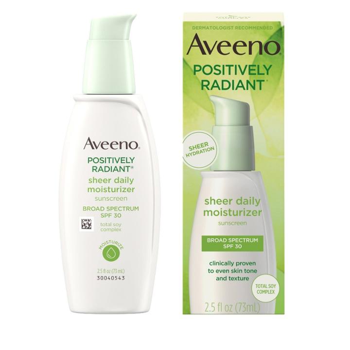 Aveeno Positively Radiant Sheer Daily Moisturizing Lotion - Dry Skin - Spf 30 - 2.5 Fl Oz, Adult Unisex