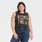 Bravado Women's Plus Size Run Dmc Graphic Tank Top - Black Floral