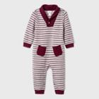 Baby Boys' Striped Cozy Elevated Romper - Cat & Jack Burgundy Newborn, Red