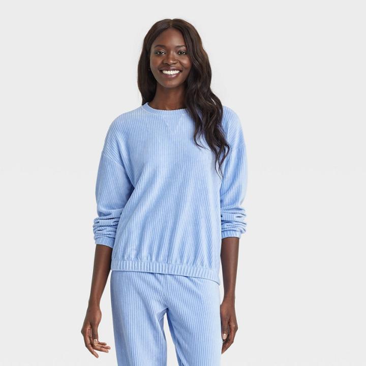 Women's Velour Sweatshirt - A New Day Blue