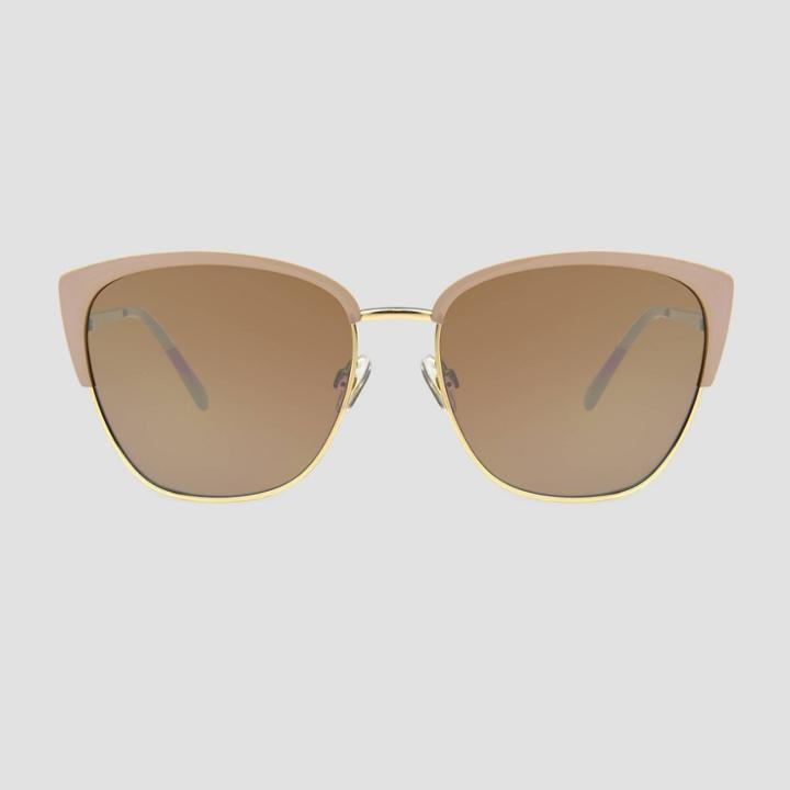 Women's Retro Browline Sunglasses - A New Day Beige