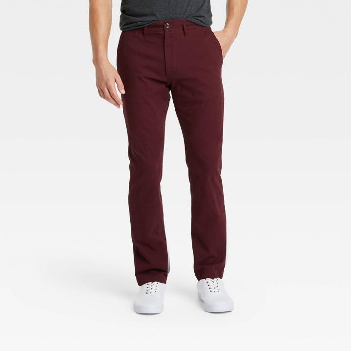 Men's Slim Fit Chino Pants - Goodfellow & Co Pomegranate